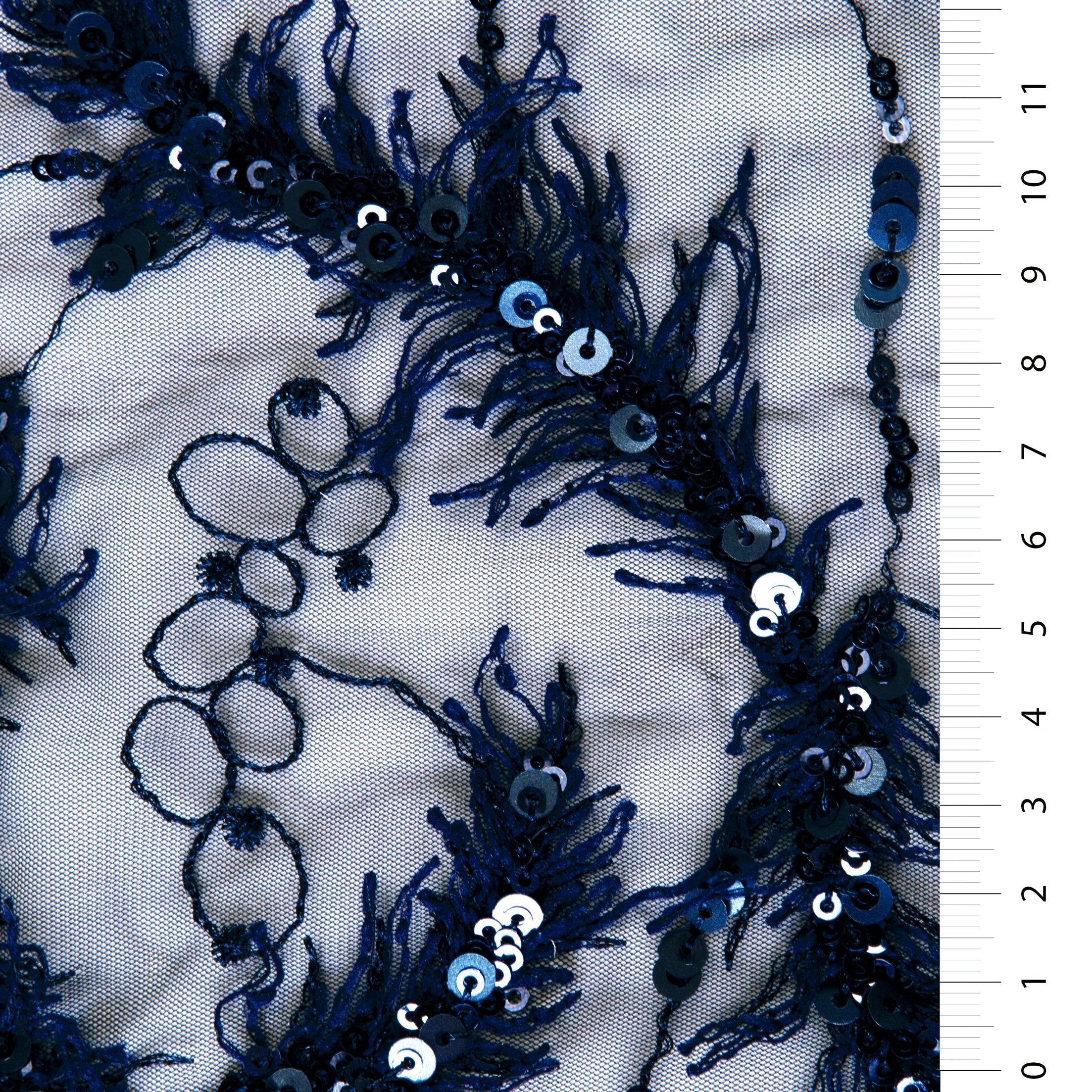 3D Small Fringed Eyelashes Sequin Embroidery Fabric