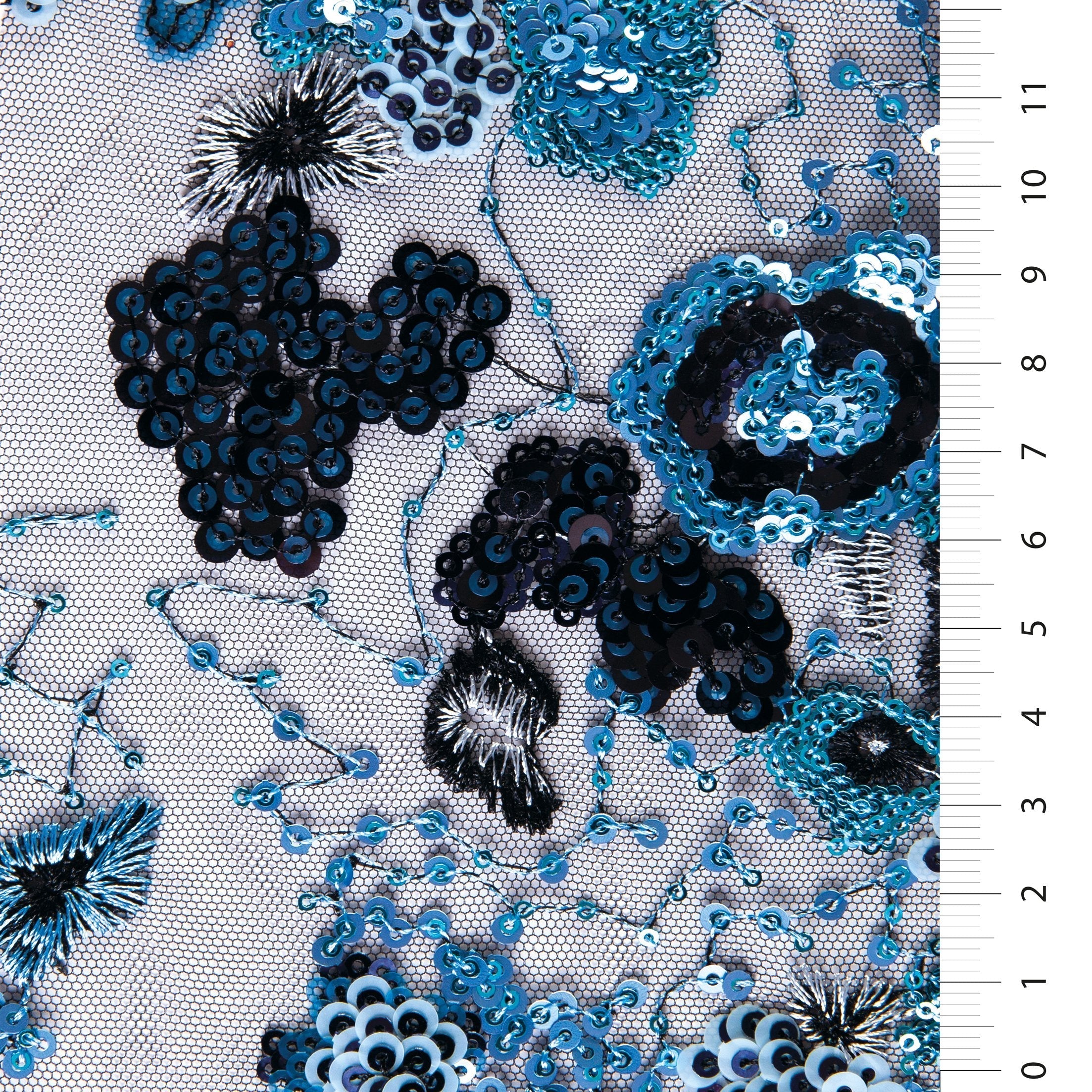 Glamorous Floral Multicolored Sequin Embroidered Knit Tulle Fabric