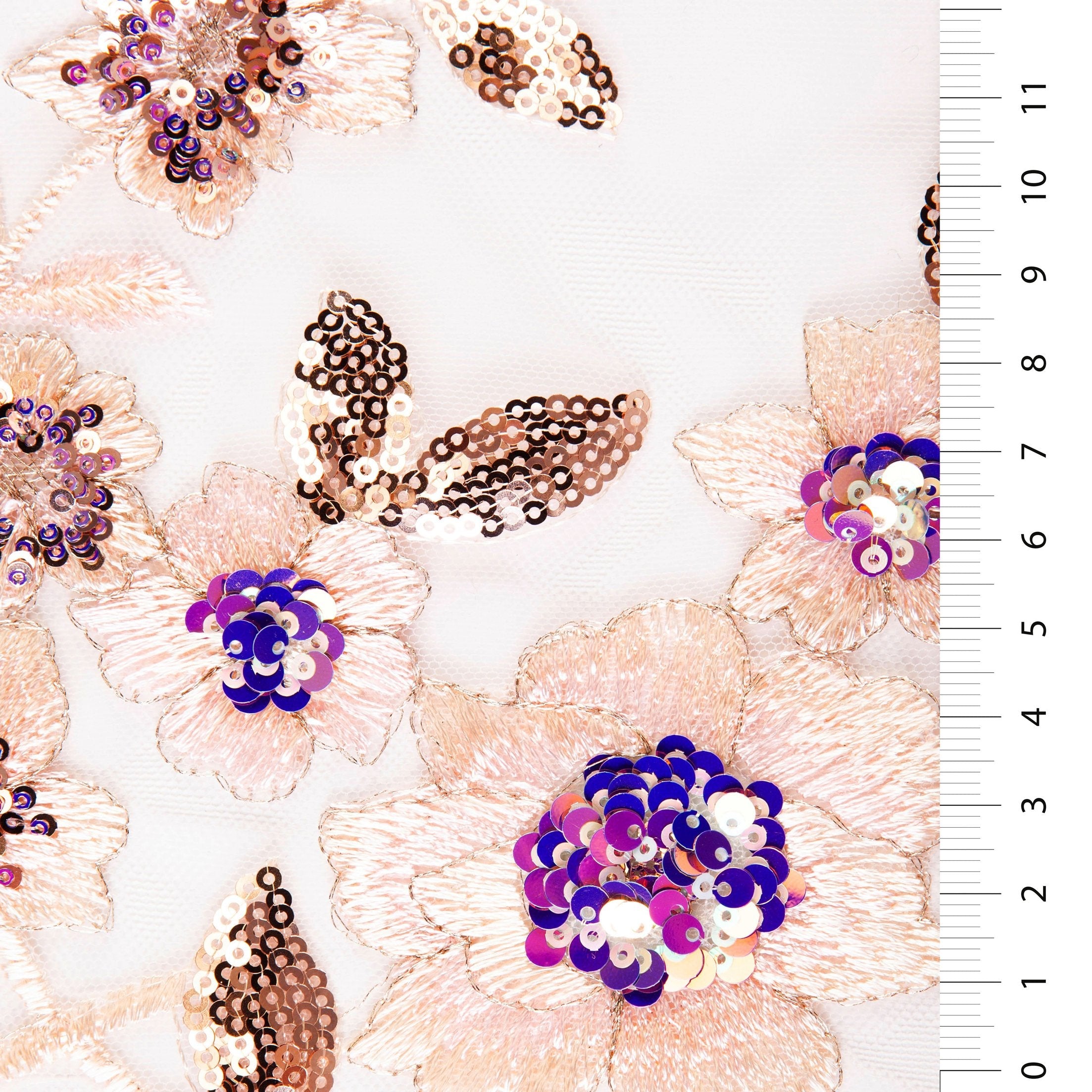 Sparkly Multicolored Scalloped Sequin Embroidered Knitted Tulle Fabric