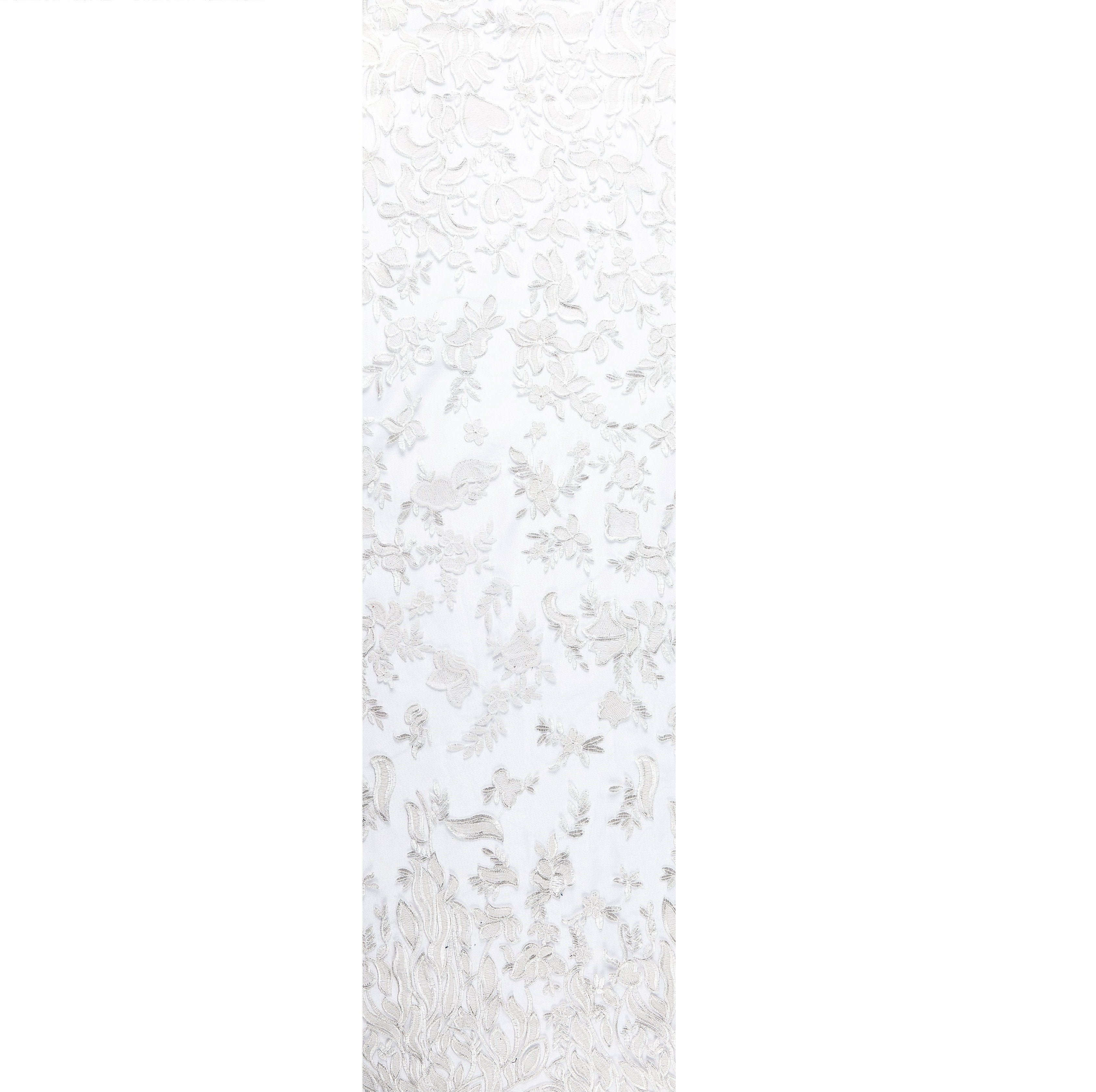 Ivory Flower Garden Foil Embroidered Wedding Dress Fabric | Burç Fabric