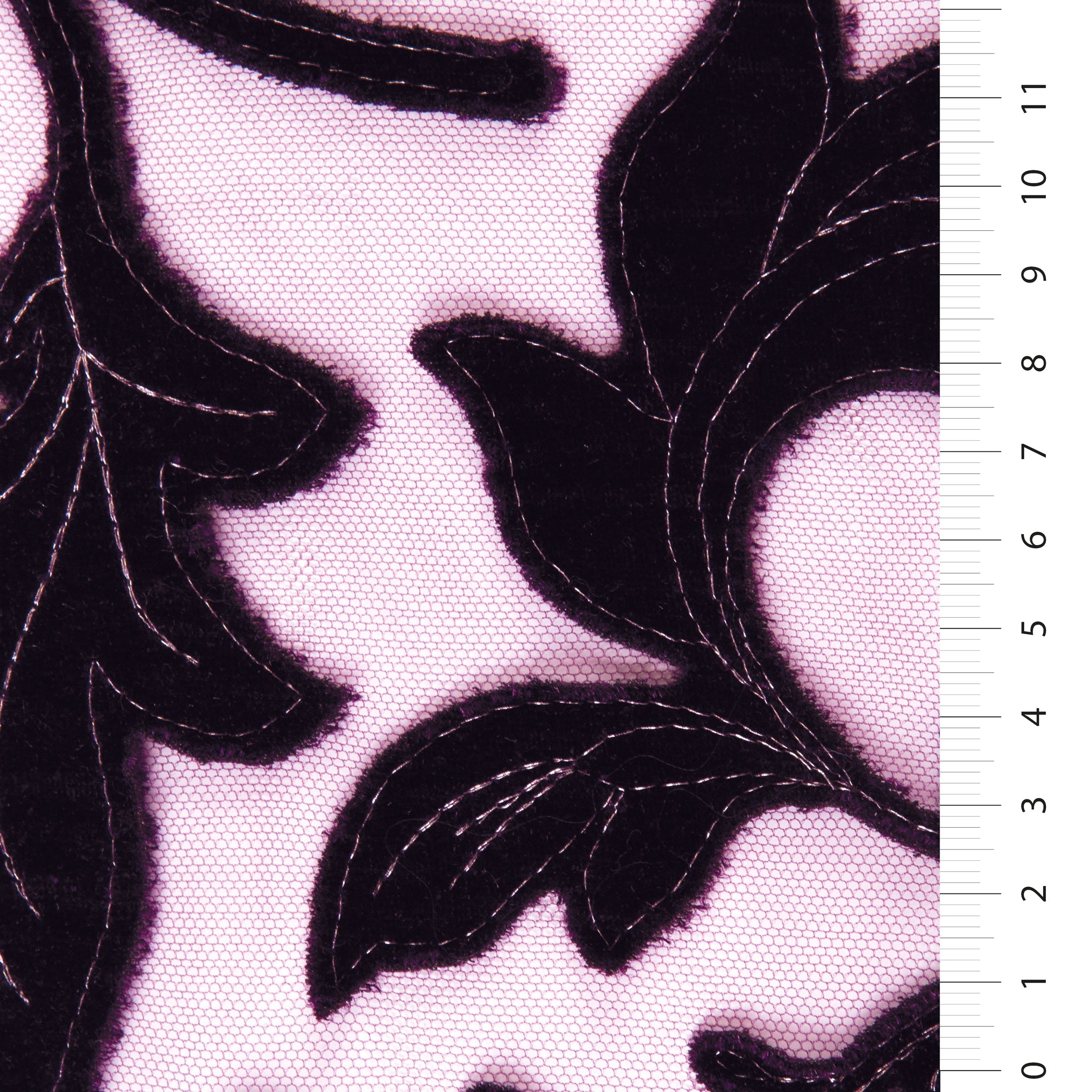 Laser Cut Flower Motif Velvet Mesh Embroidery Fabric