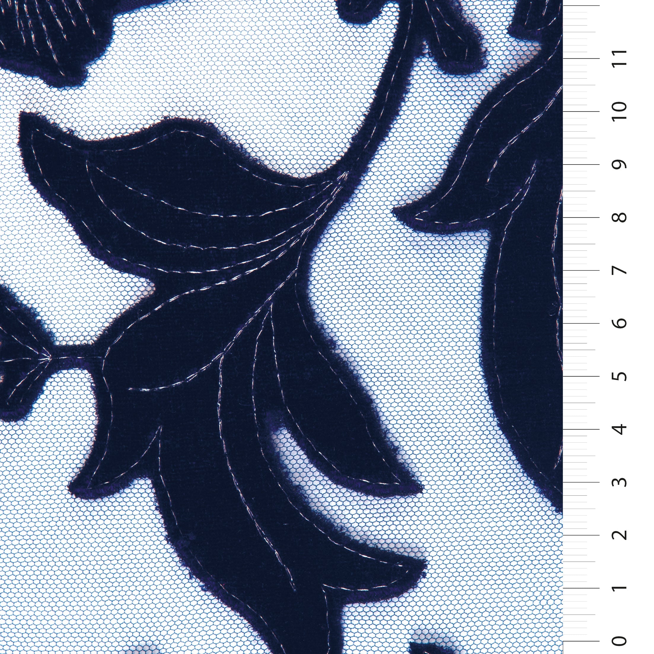 Laser Cut Flower Motif Velvet Mesh Embroidery Fabric