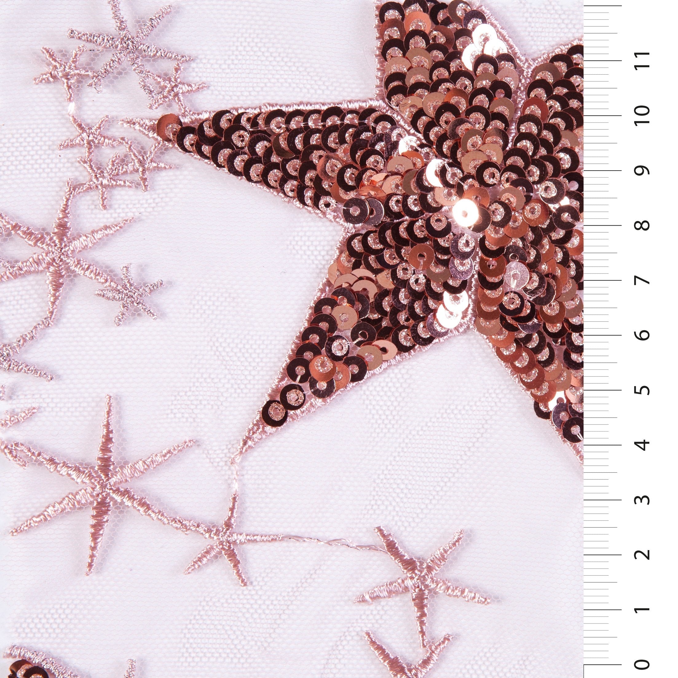 80's Disco Style Shiny Star Sequin Embroidered Fabric