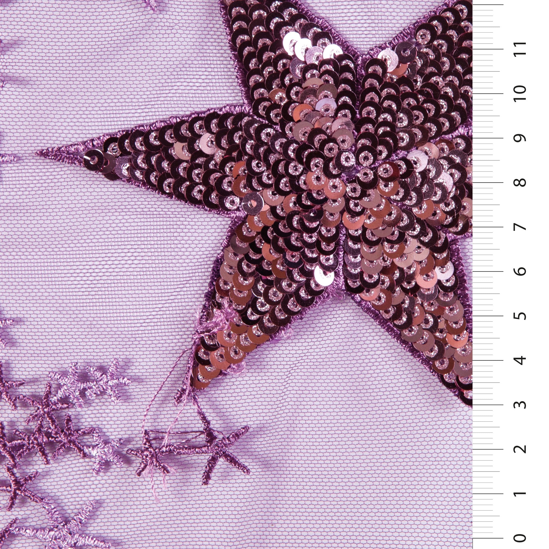 80's Disco Style Shiny Star Sequin Embroidered Fabric