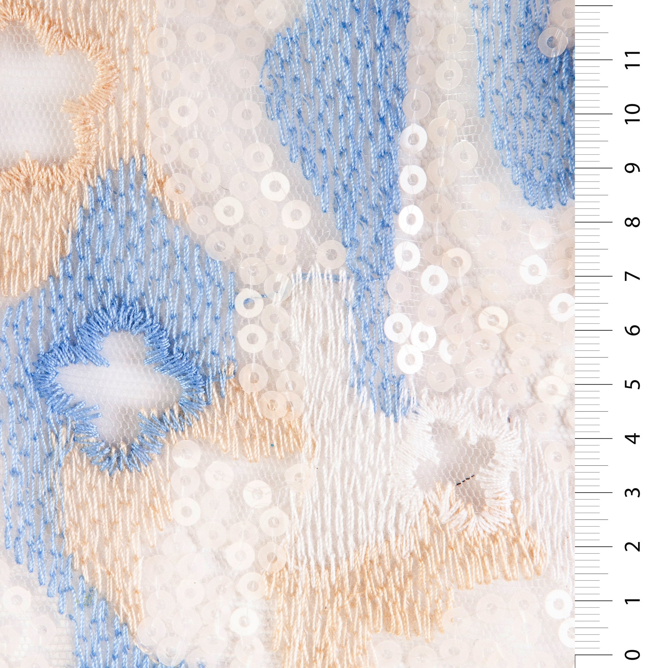 Camouflage Patterned Sequin Embroidered Fabric