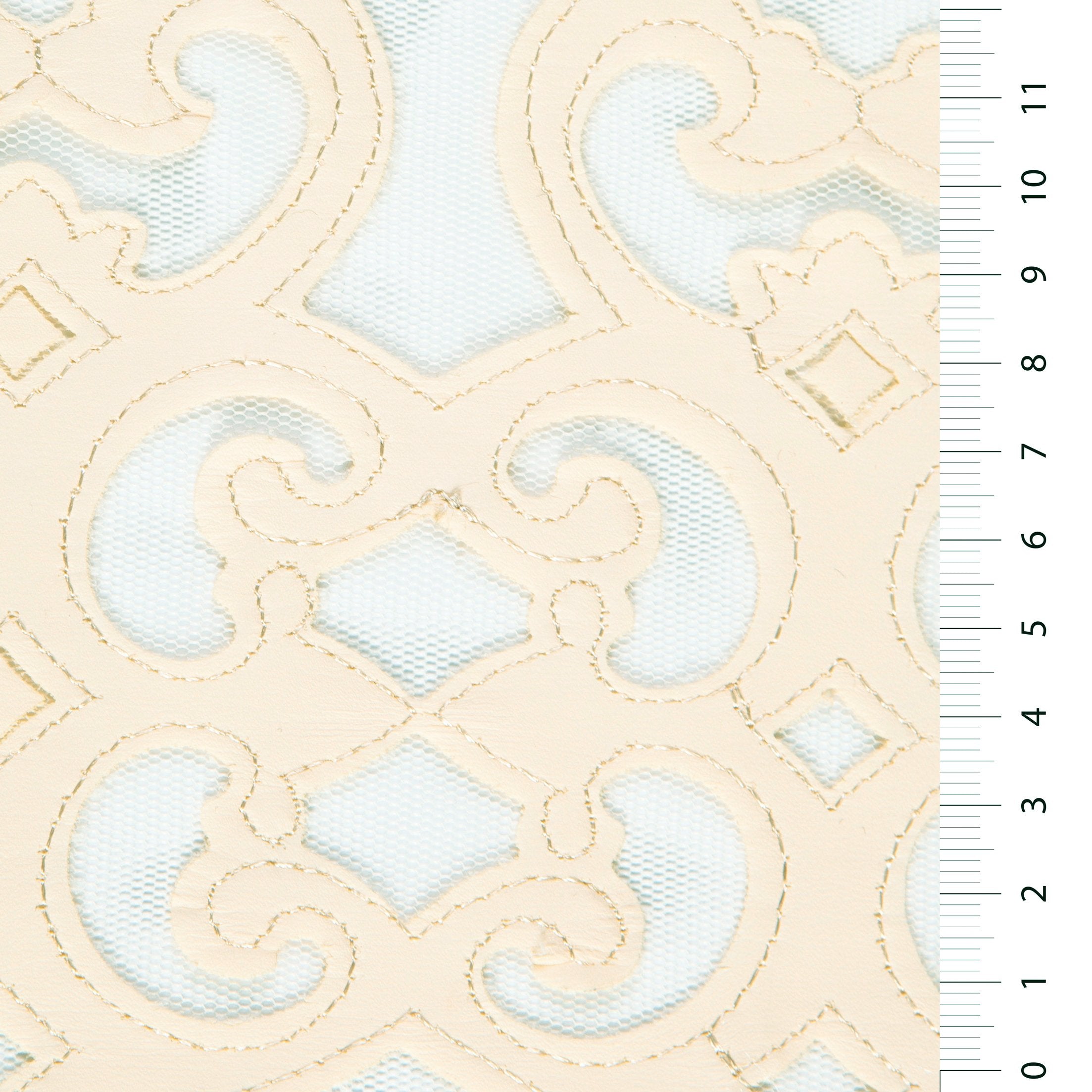 Osaka Style Faux Leather Laser Cutting Embroidery Dark Green Fabric