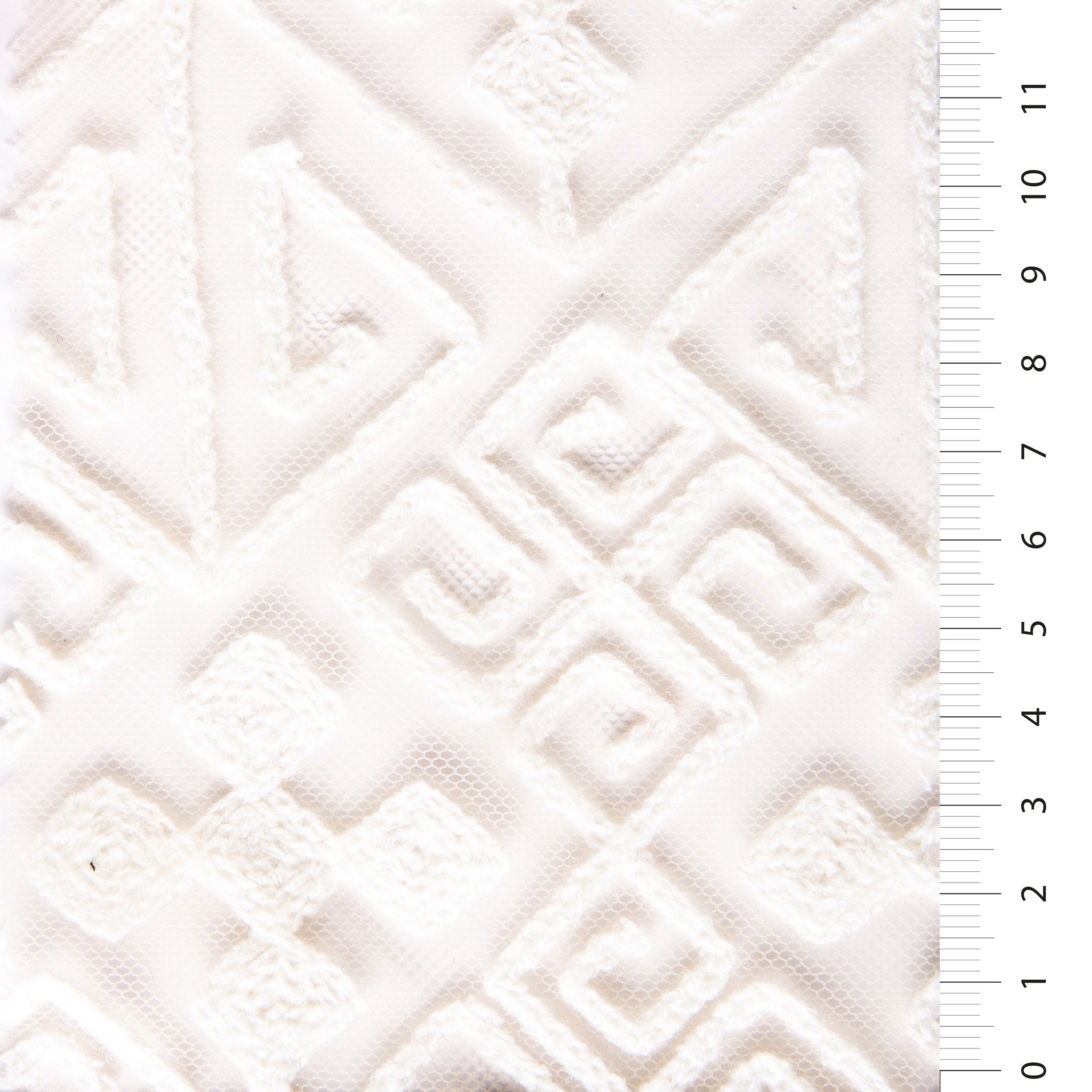 Corded Cotton Embroidery Knitted Tulle Fabric with Aztec Design