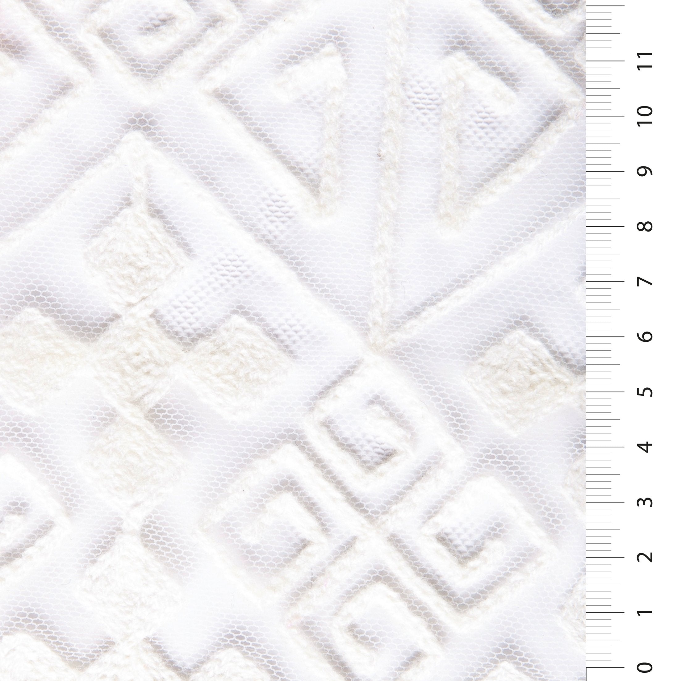 Corded Cotton Embroidery Knitted Tulle Fabric with Aztec Design