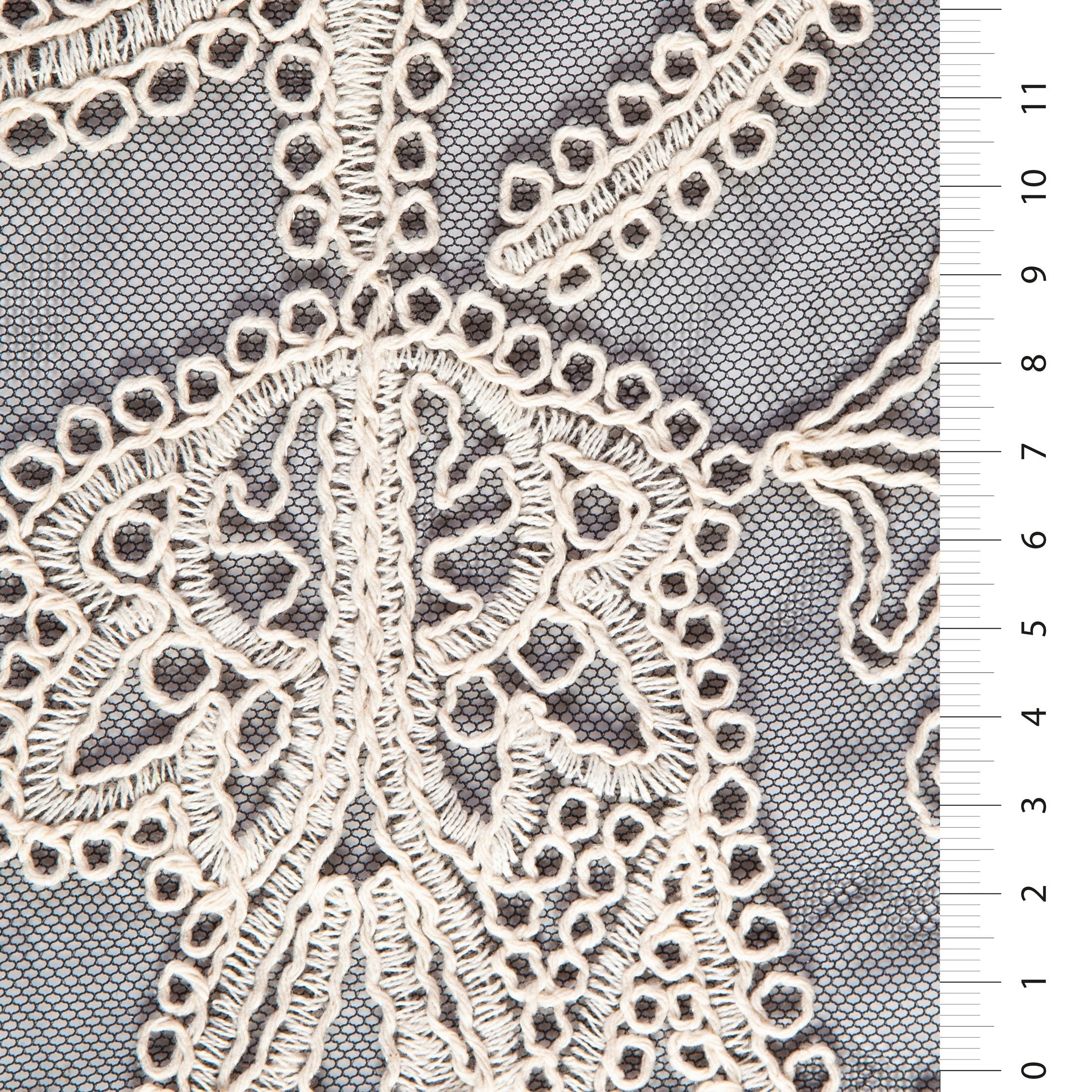 Artistic Floral Design Corded Cotton Embroidery Knit Fabric