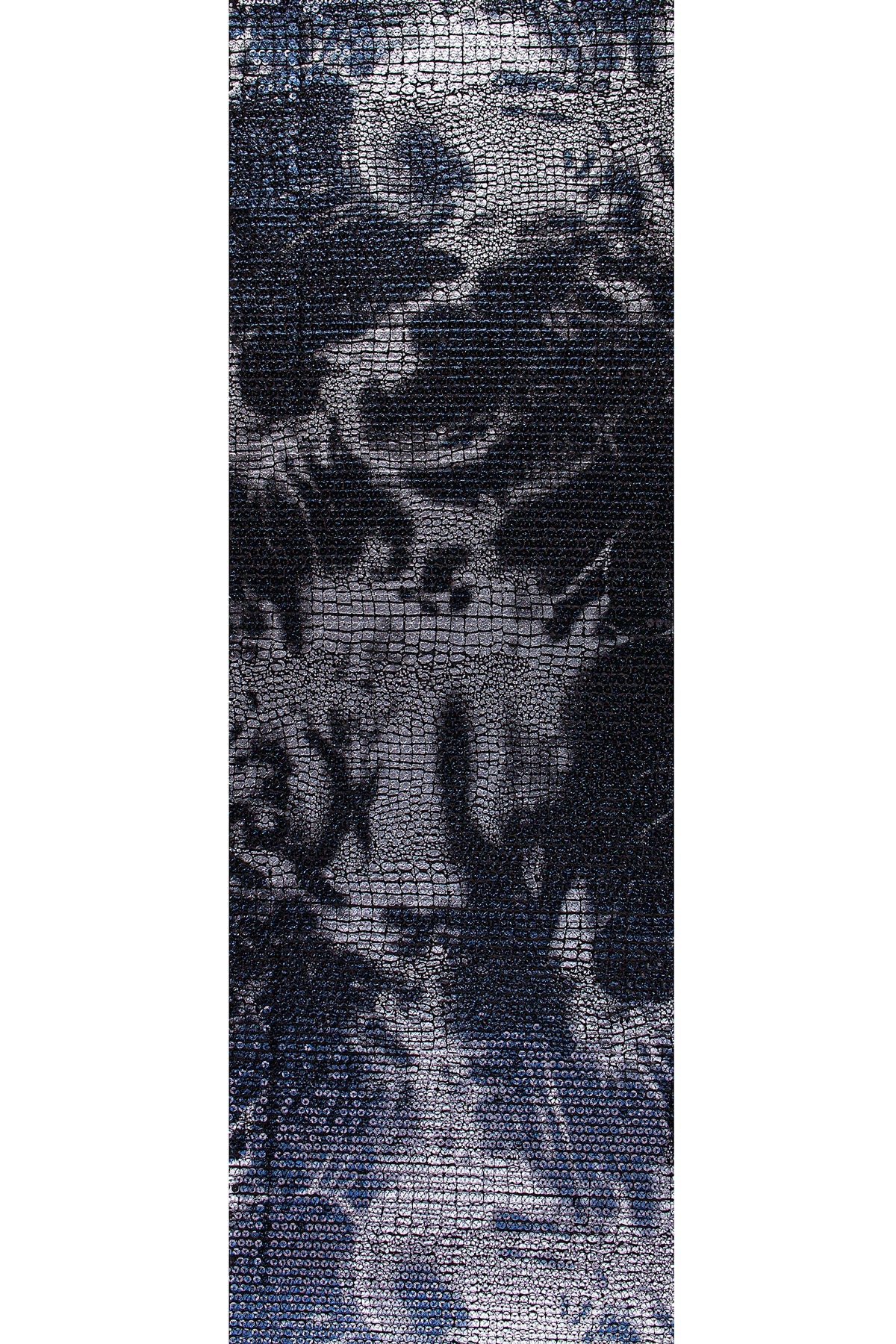 Crocodile Design Sequined Silver Foil Fabric