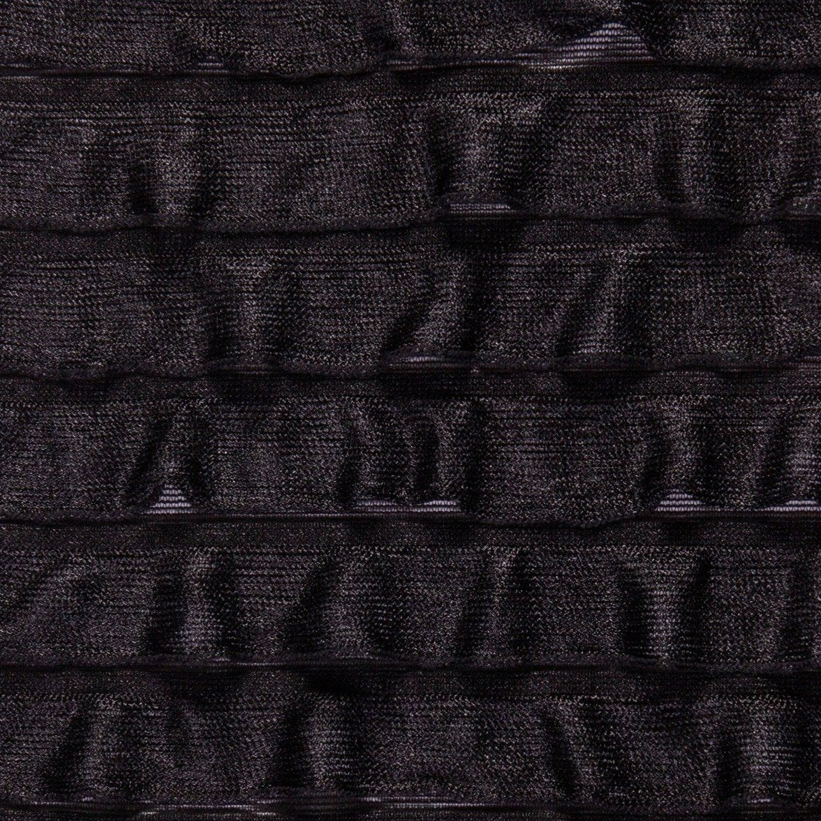 Black Ruffle Soft Touch Knitted Fabric | Burç Fabric