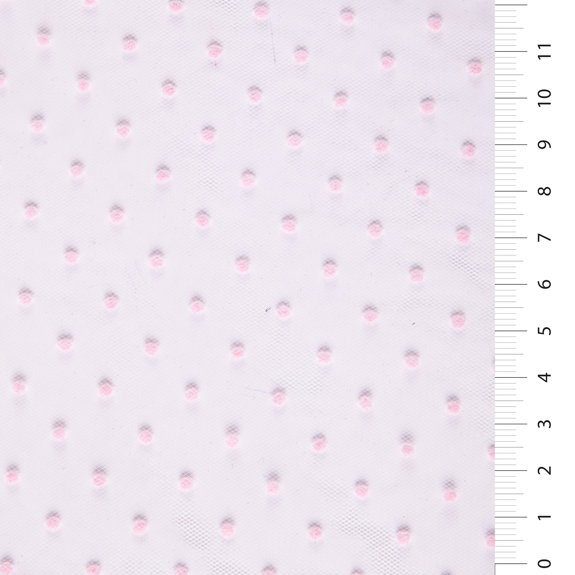 Pink Small Polka Dot Flocked Tulle Fabric | Burç Fabric