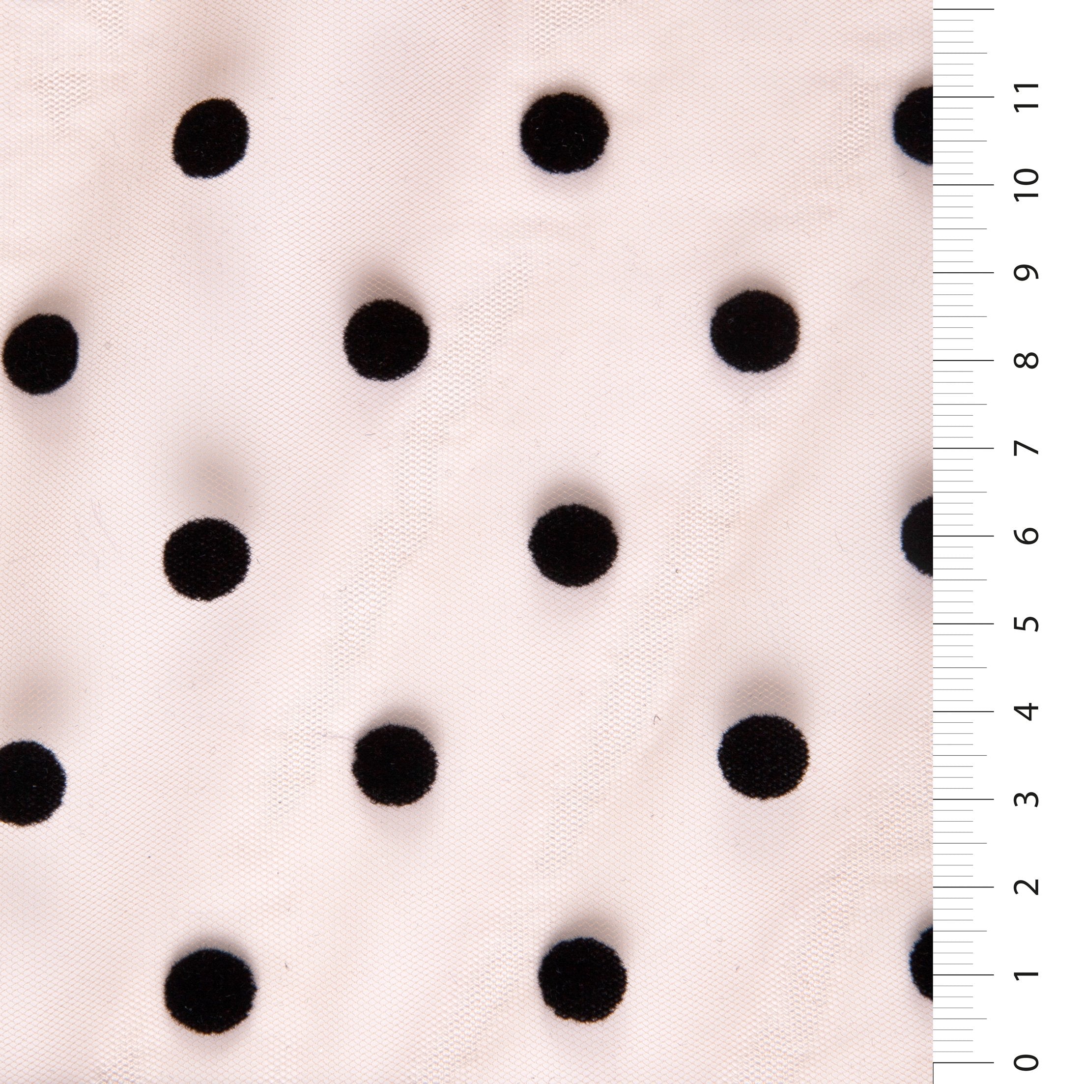1 cm Flock Printed Polka Dot Knitted Tulle Fabric
