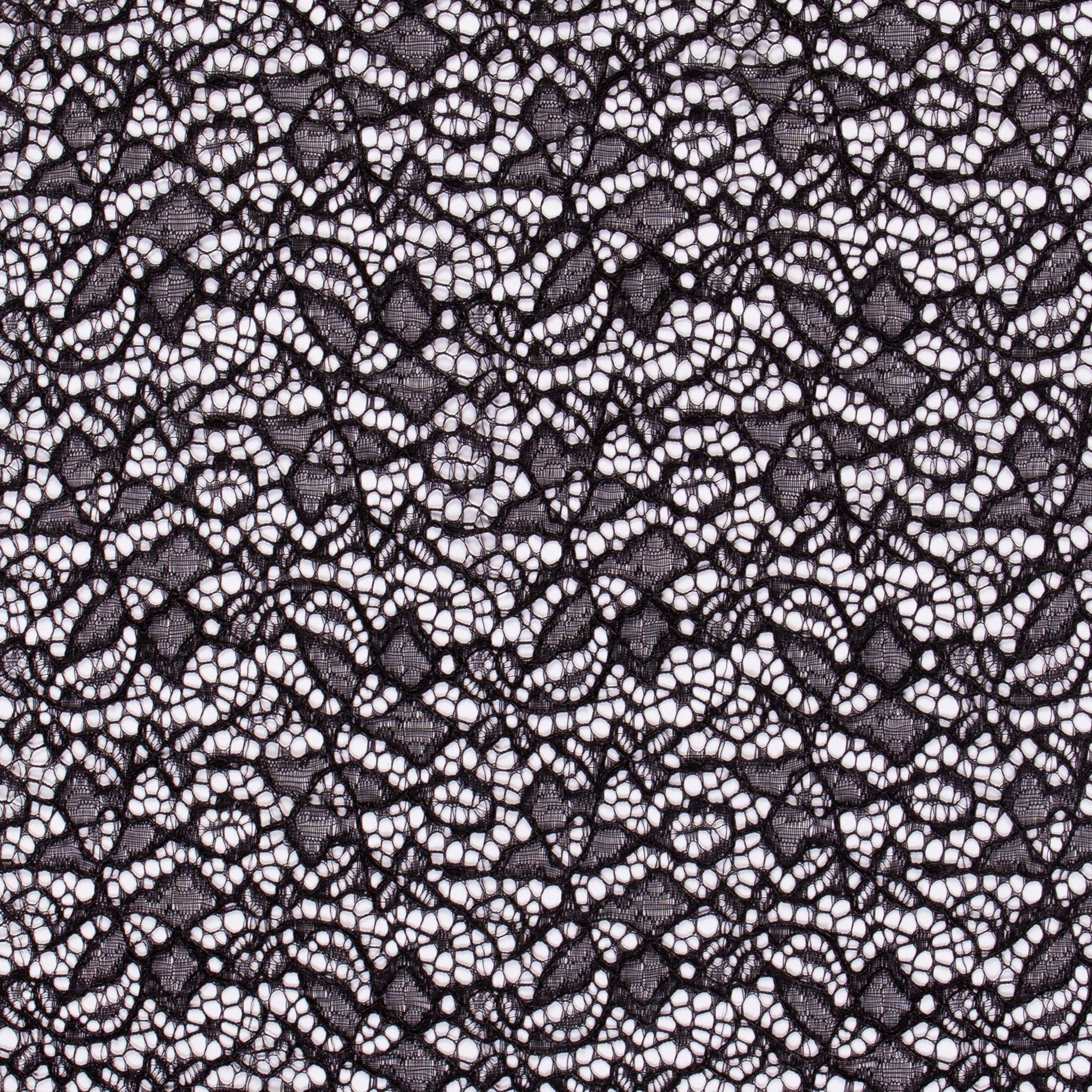 Black Daisy Bouquet Design Corded Lace Fabric | Burç Fabric