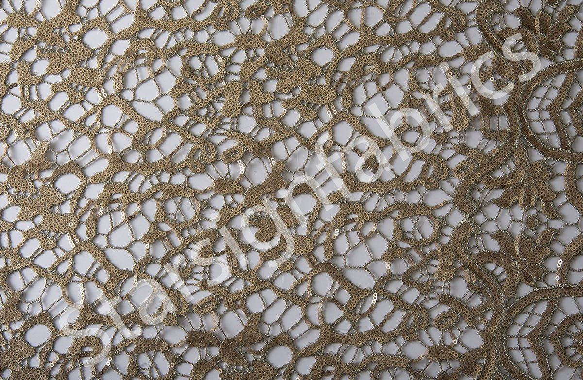 Spider Web Design Guipure Sequin Decorated Fabric