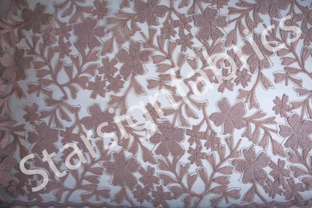 Floral Shimmer Metallic Thread Embroidered Fabric