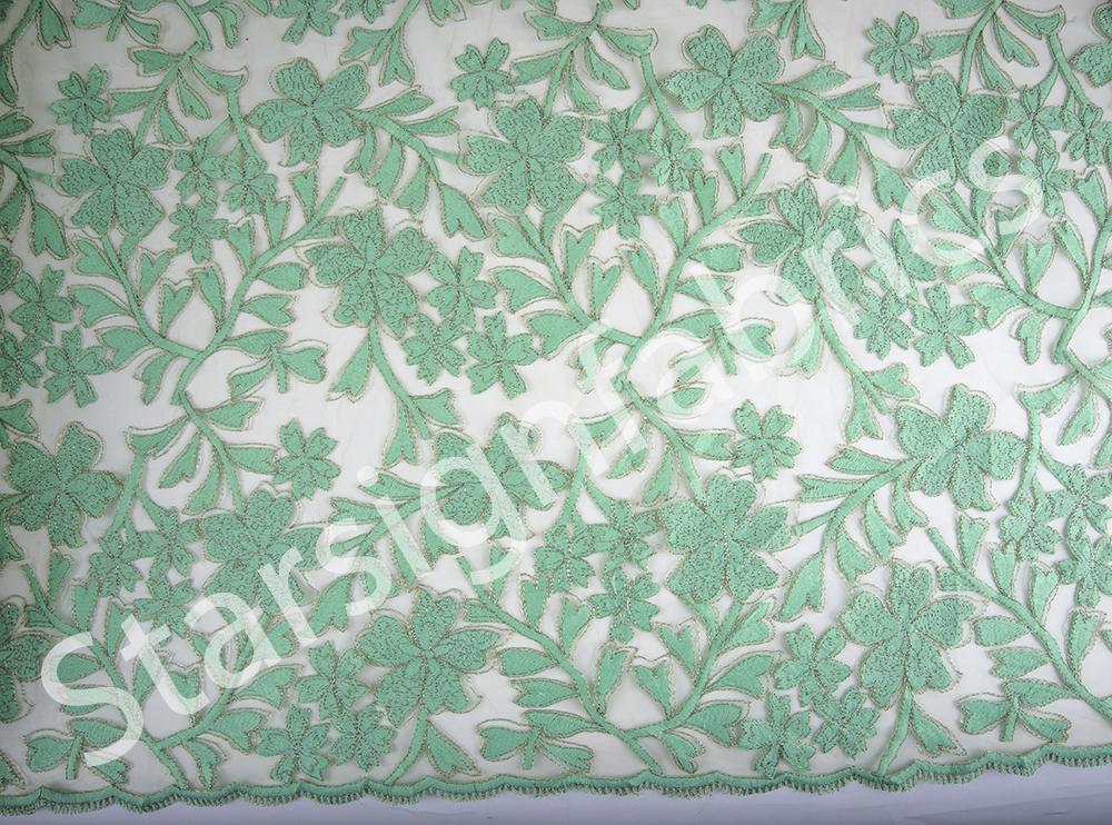 Floral Shimmer Metallic Thread Embroidered Fabric