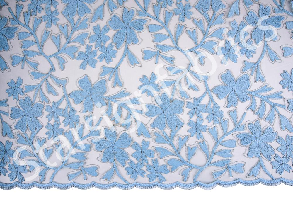 Floral Shimmer Metallic Thread Embroidered Fabric