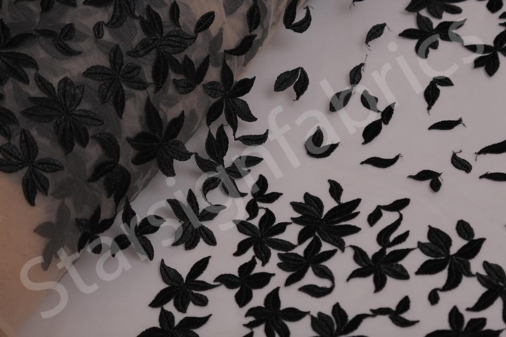 Leaf Design Embroidery Fabric