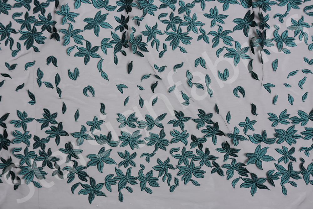 Leaf Design Embroidery Fabric