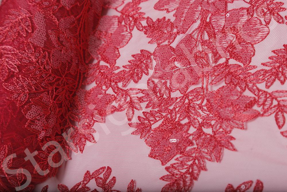 Sheer Sequin Floral Embellished Fabric