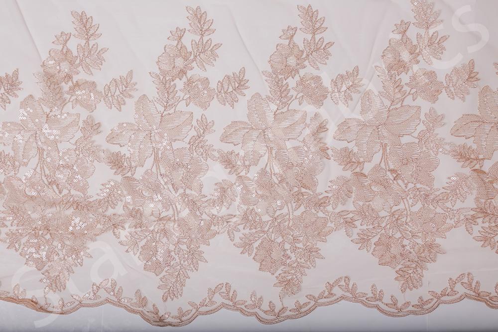 Sheer Sequin Floral Embellished Fabric