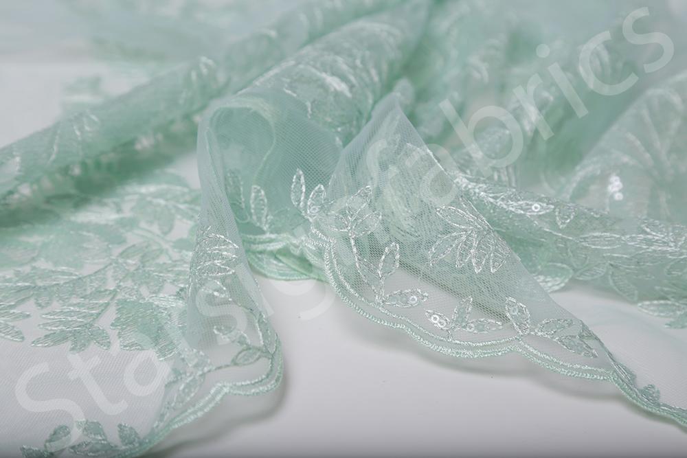 Sheer Sequin Floral Embellished Fabric