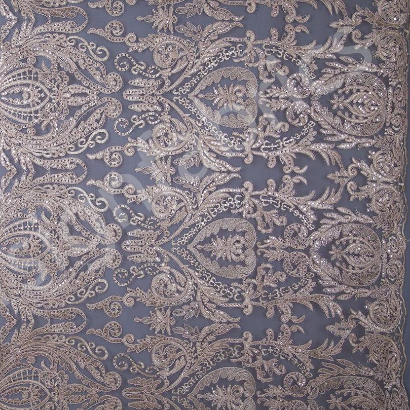 Black Scalloped Glitter Thread Embroidery Fabric | Burç Fabric