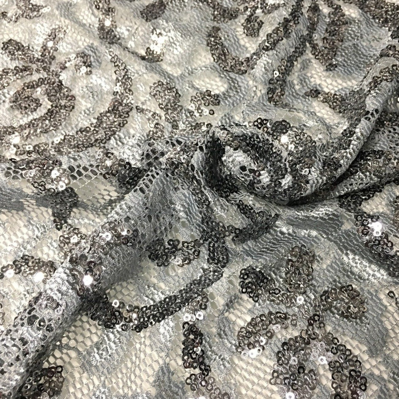Flower Pattern Sequin Lace Embroidery Fabric | Burç Fabric
