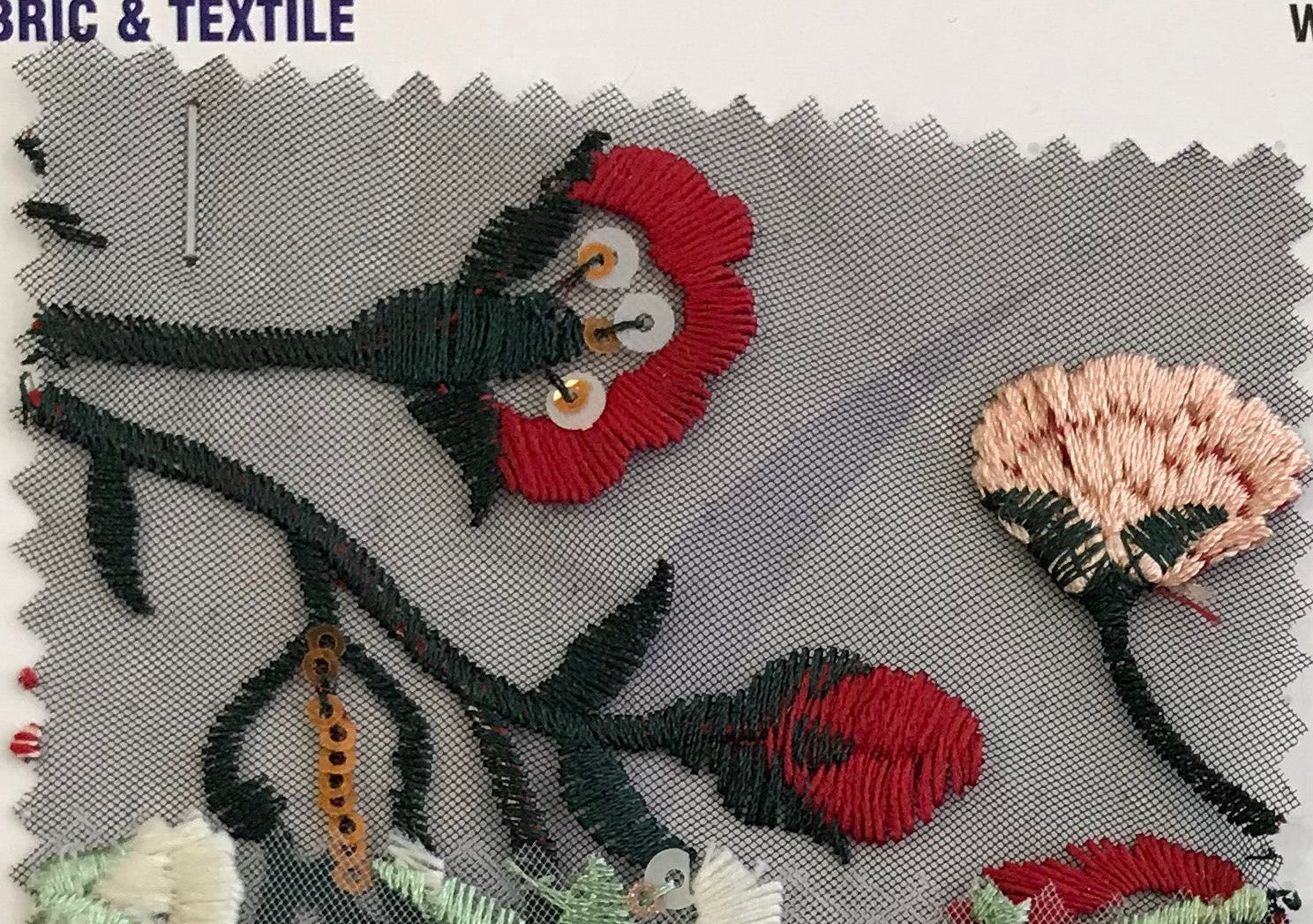 Summer Color Floral Design Colorful Sequin Embroidered Fabric