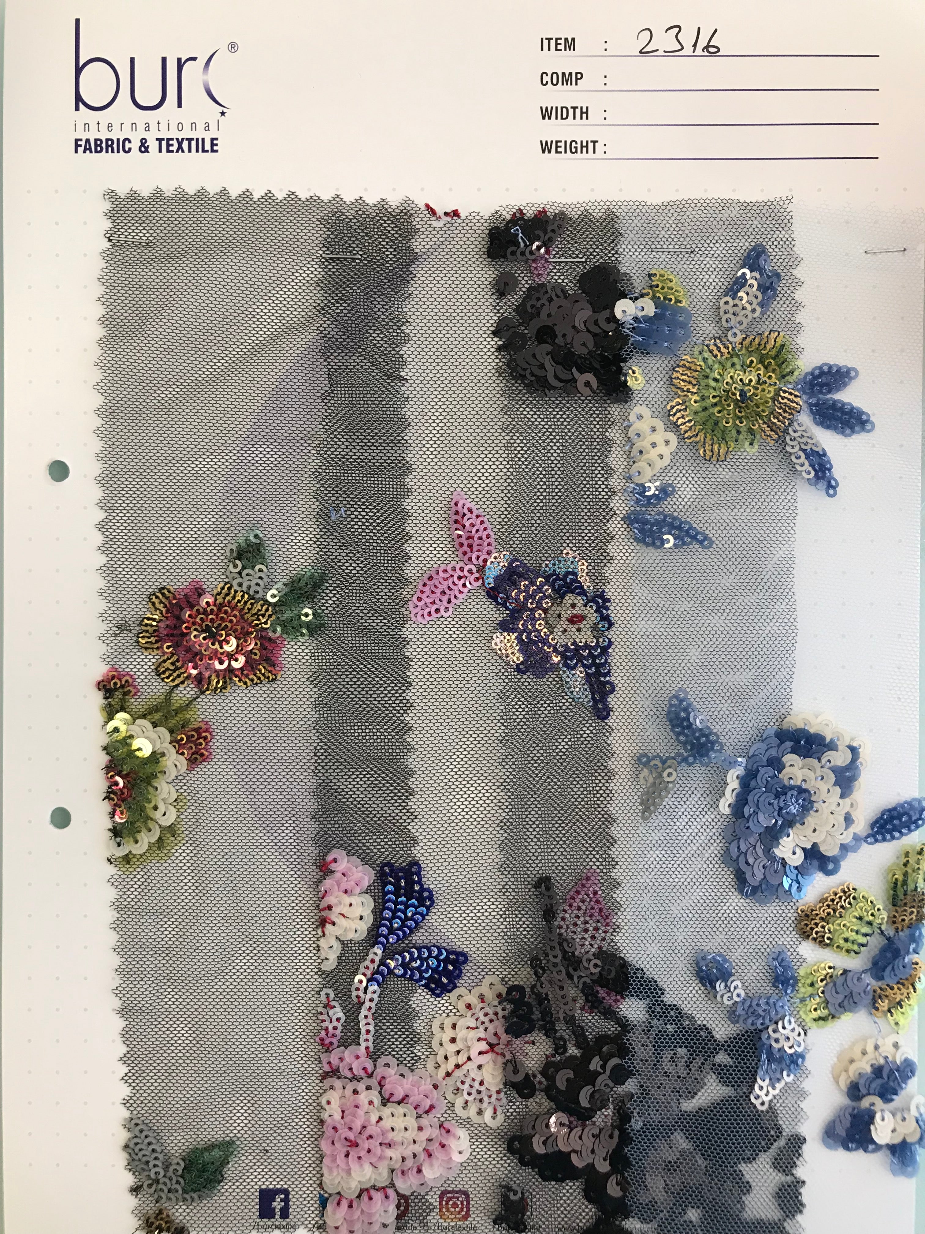 Glamorous Floral Colorful Sequin Embroidered Knit Tulle Fabric