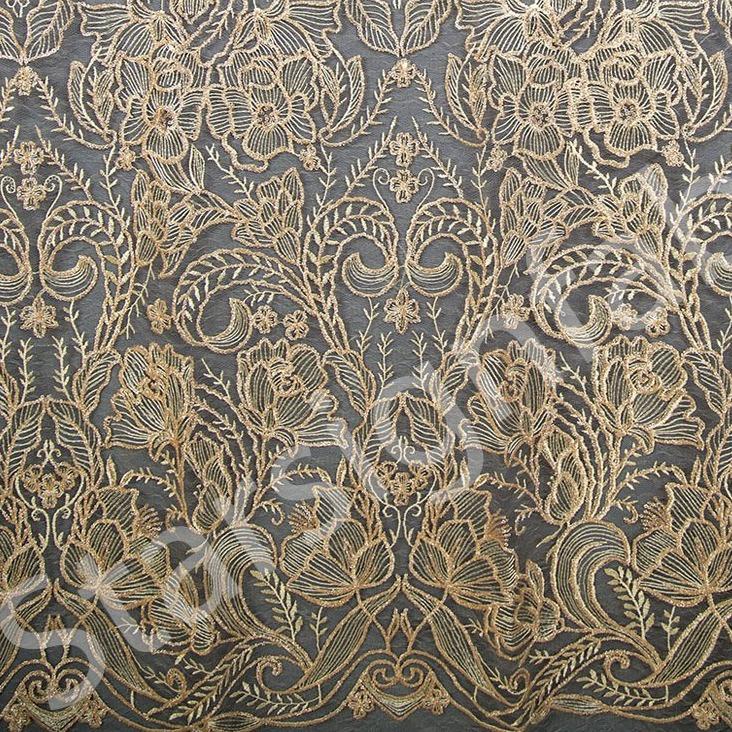 Abstract Design Shiny Thread Embroidered Sequin Fabric