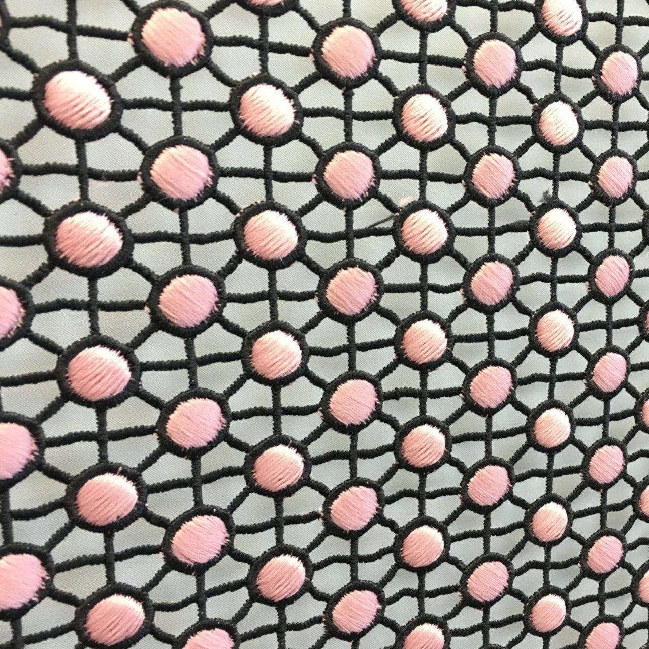 Double Color Guipure Embroidered Fabric with Geometric Circle Design