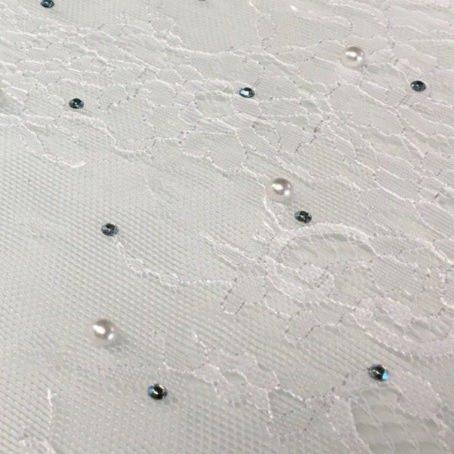 White Pearl Beaded Lace Embroidery Fabric | Burç Fabric