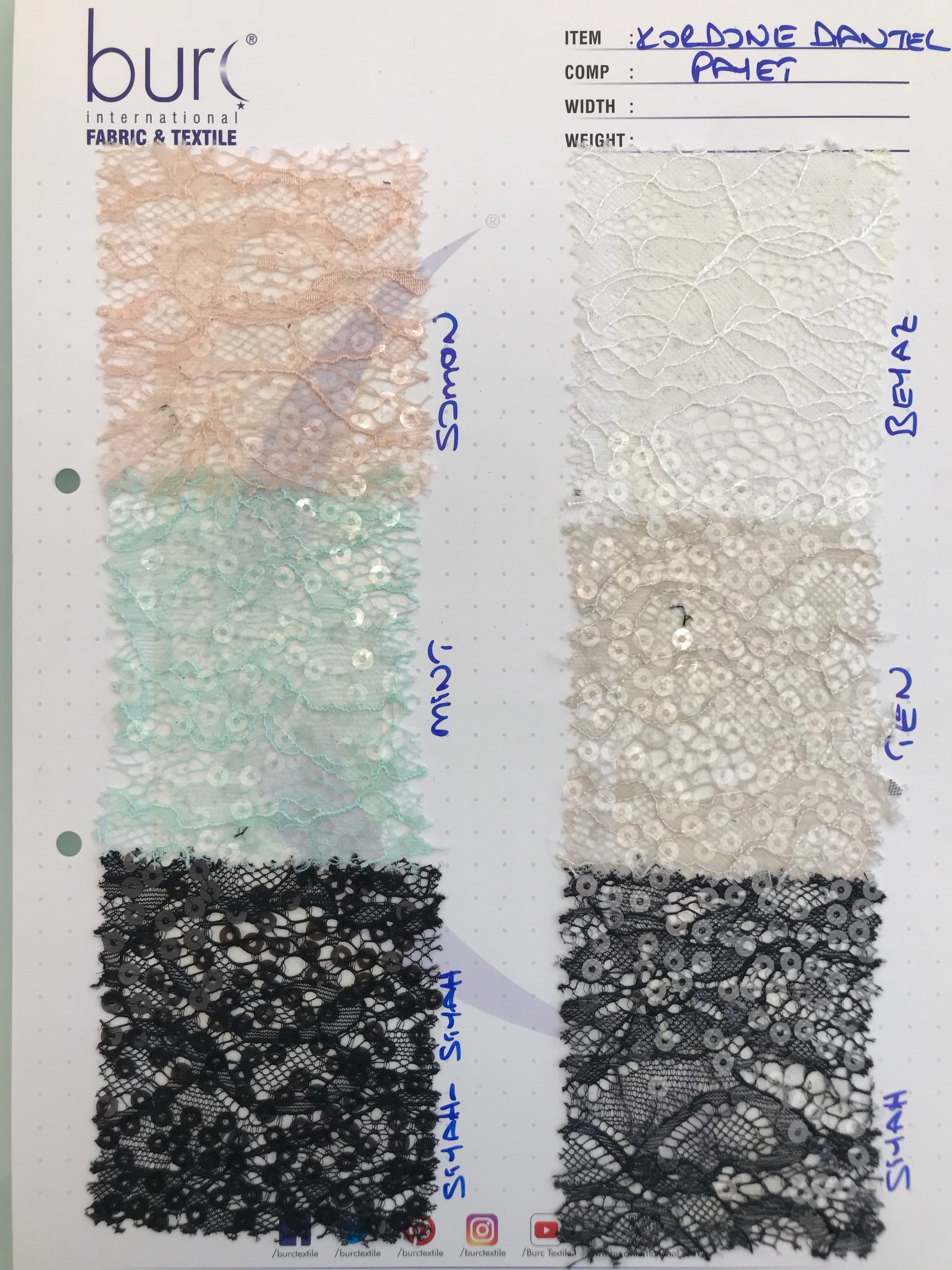 Lyon Style Soft Lace Salmon Fabric With Sequin Decoration