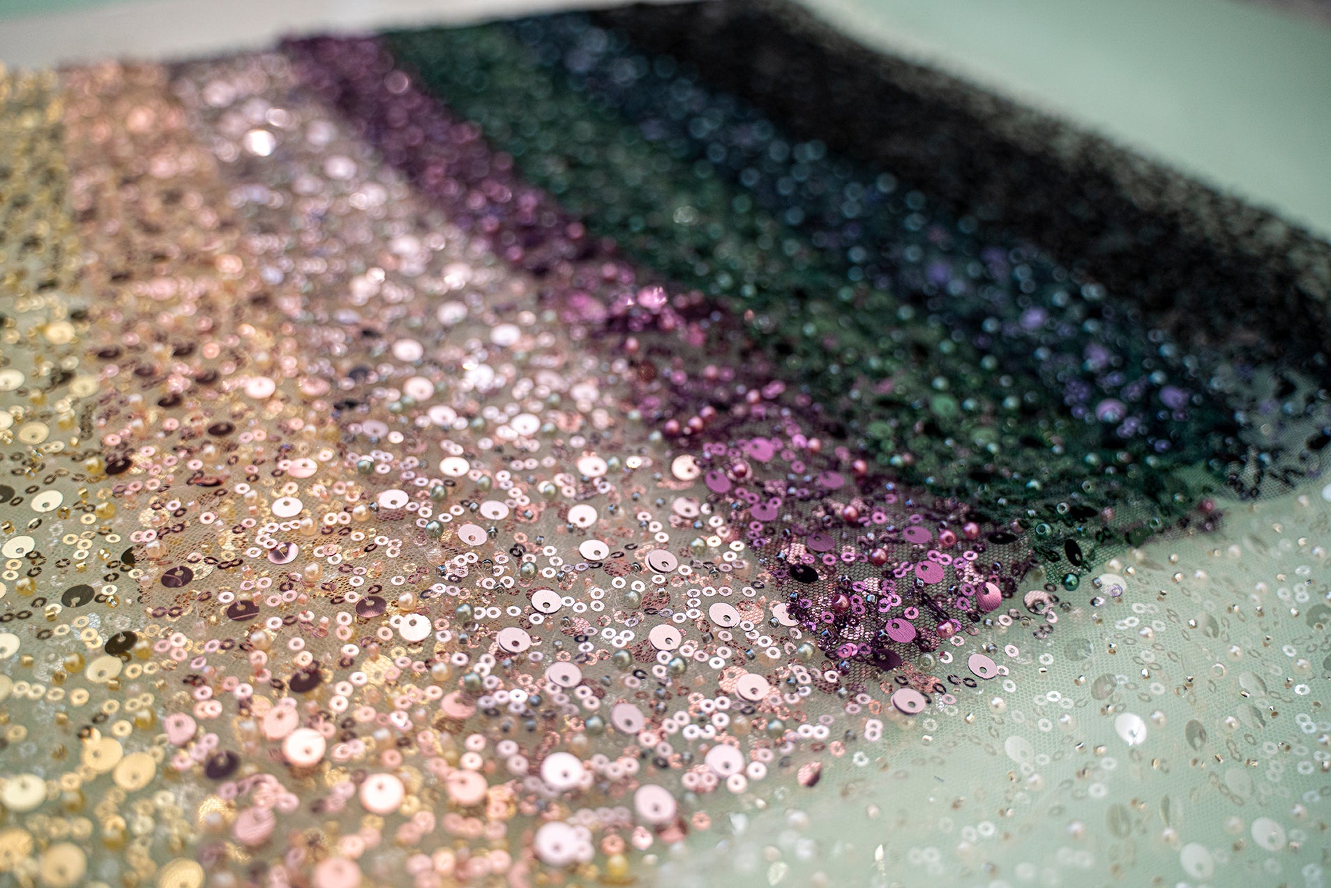 BL-001A DENSE SEquined PEARL AND CUT BEADED FABRIC