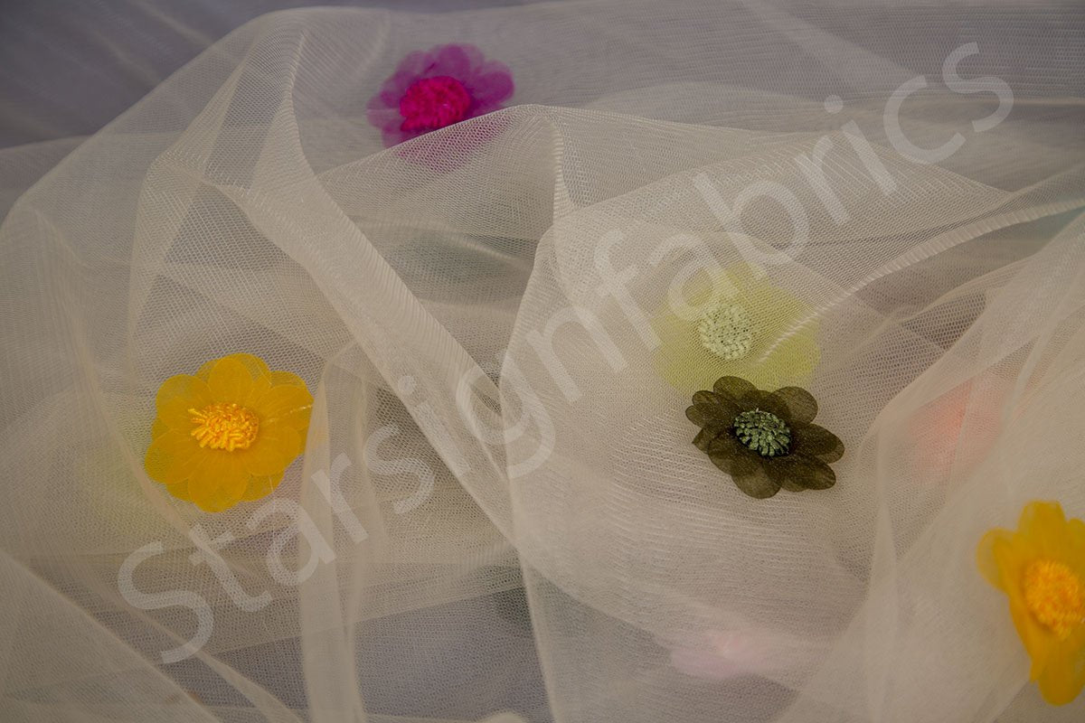 3D Fluffy Colorful Floral Knit Fabric