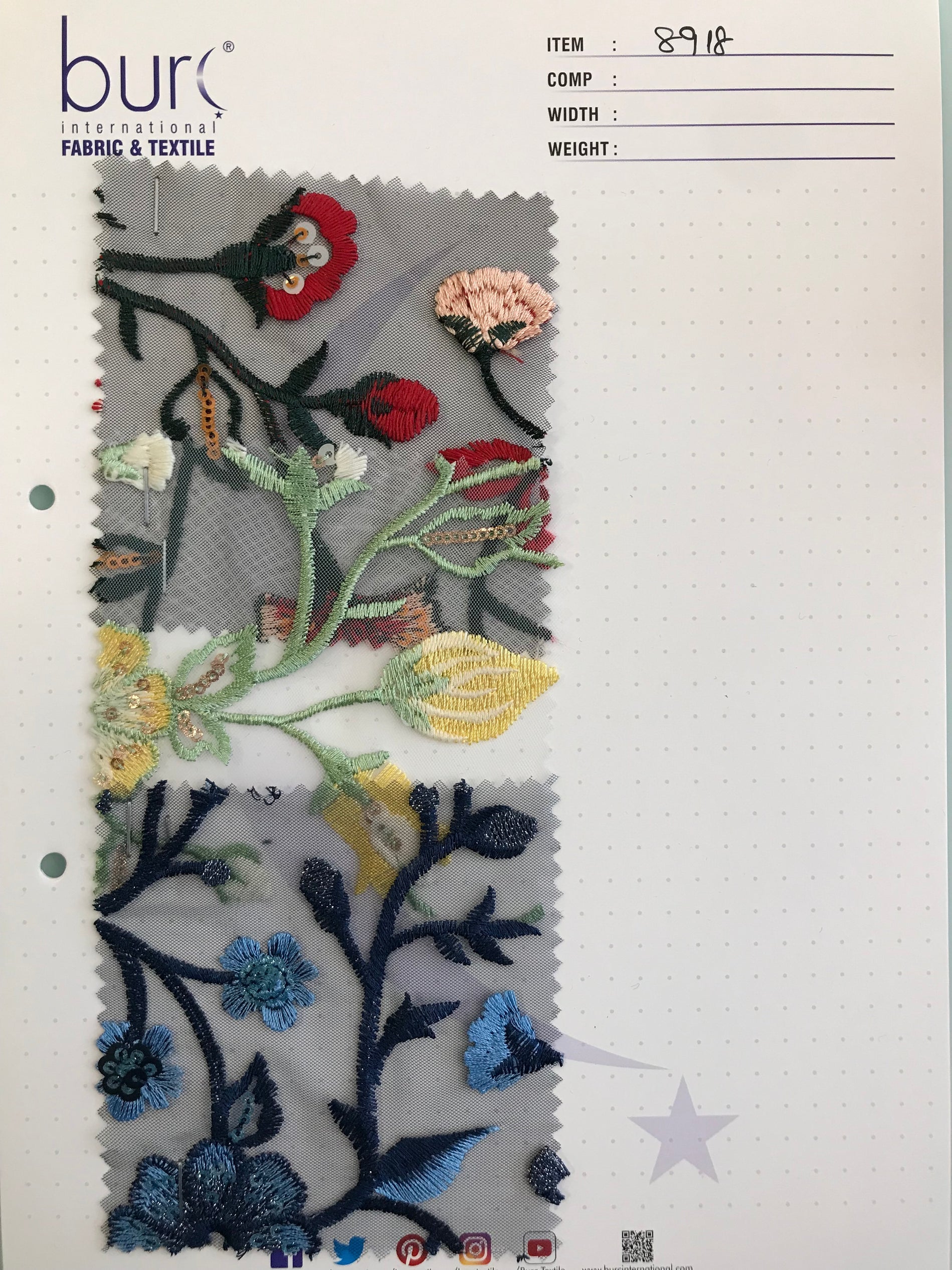 Summer Color Floral Design Colorful Sequin Embroidered Fabric