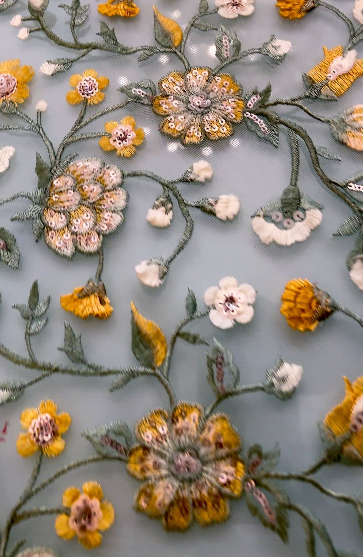 Summer Color Floral Design Colorful Sequin Embroidered Fabric