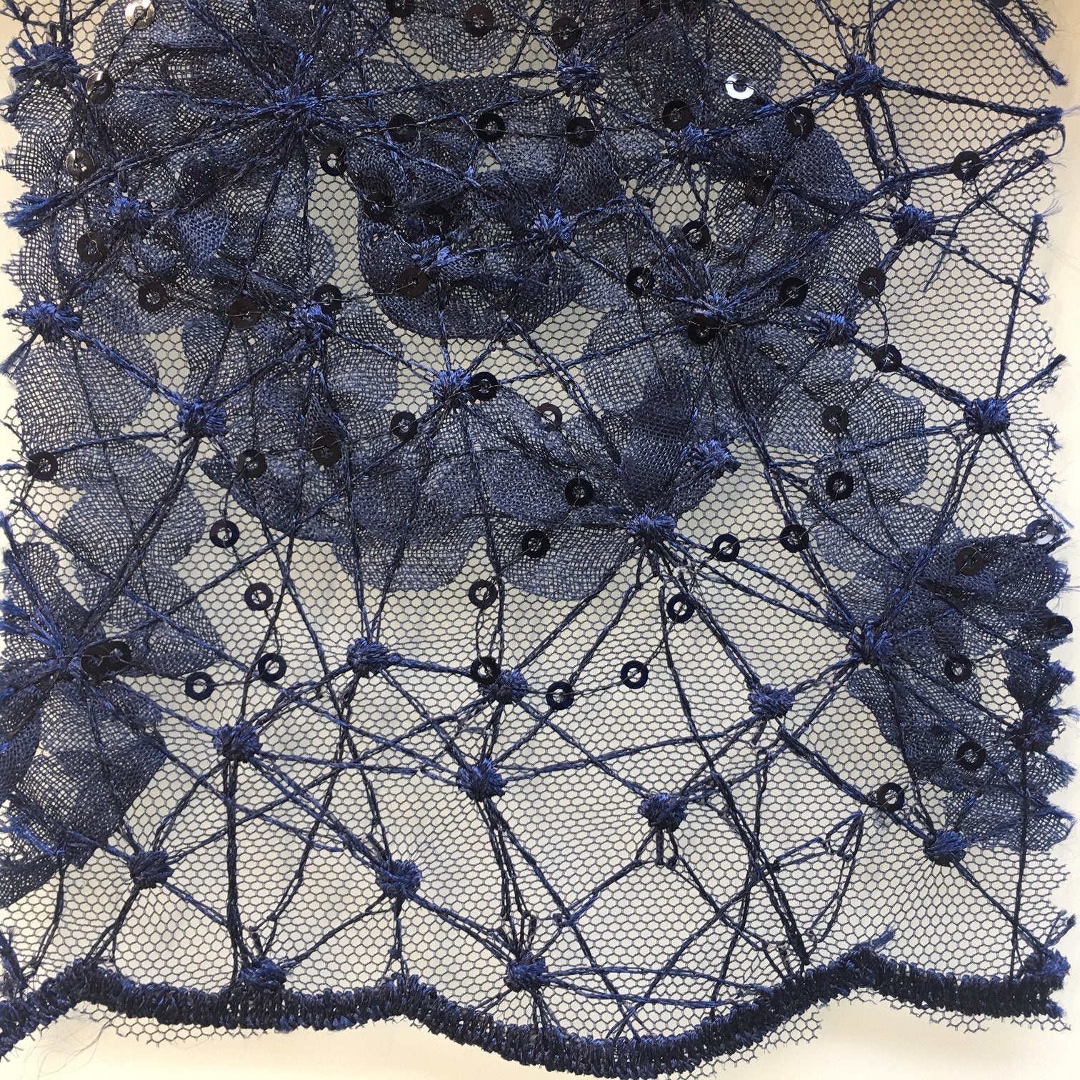 Spider Web Design Sequin Embroidered Fabric