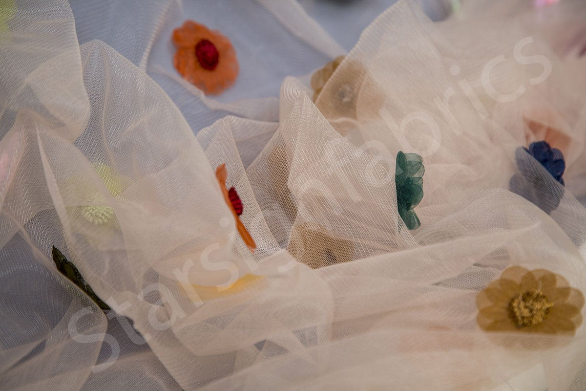 3D Fluffy Colorful Floral Knit Fabric