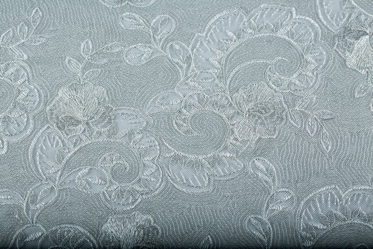 White Bud Embroidered Sequined Fabric | Burç Fabric