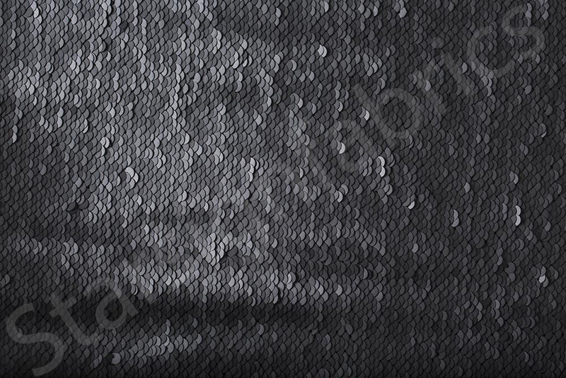 Black Iridescent Mermaid Sequined Matte Fabric | Burç Fabric