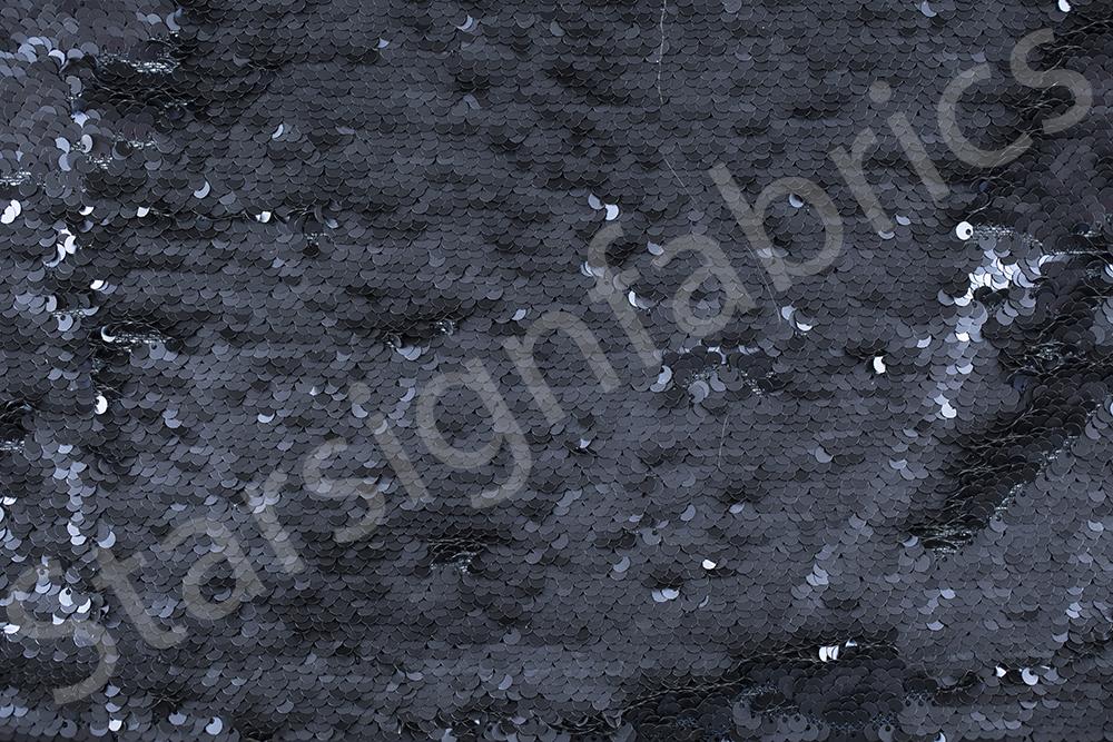 Indigo Iridescent Mermaid Sequined Matte Fabric | Burç Fabric