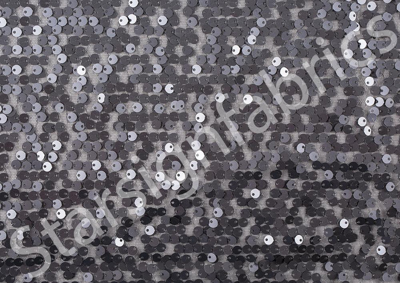 Anthracite Sparse Sequin Embroidered Tulle Fabric | Burç Fabric