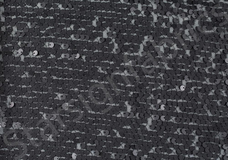 Black Sparse Sequin Embroidered Tulle Fabric | Burç Fabric