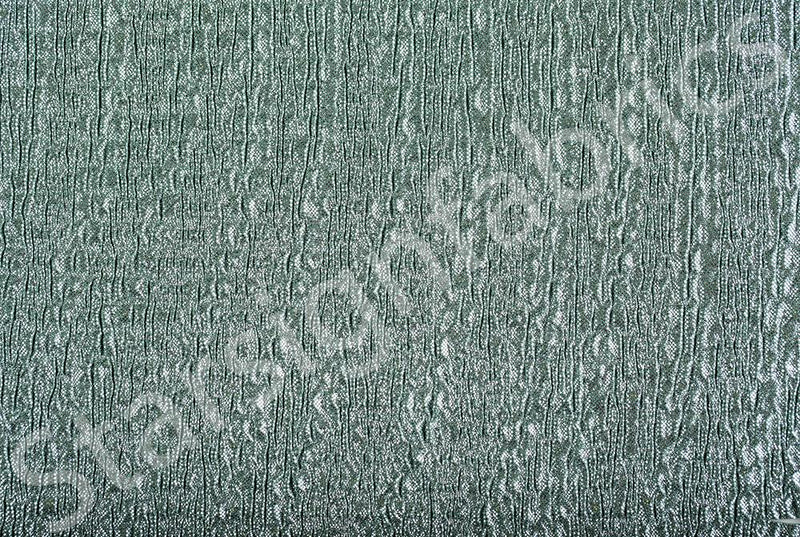 Green Foil Print Crimped Knitted Fabric | Burç Fabric