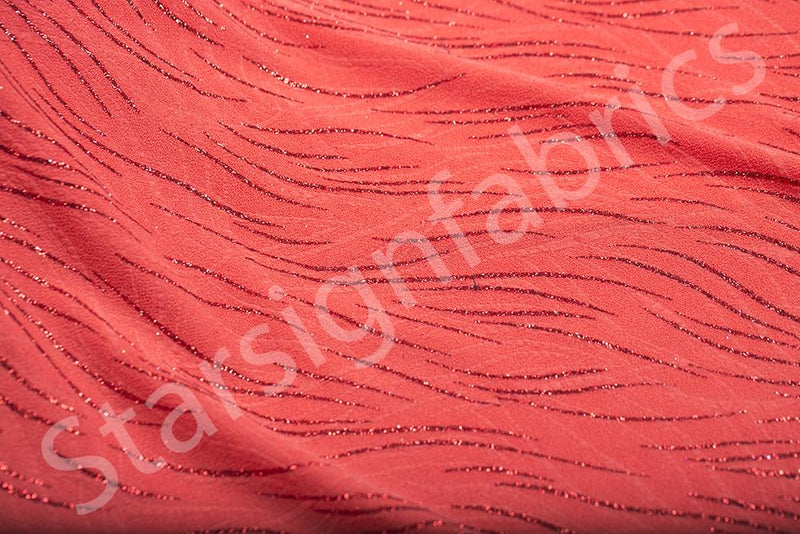 Wavy Sparkling Glitter Foil Print Knitted Lining Fabric