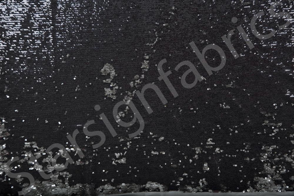 Black New York Style Soft Textured Small Sequin Fabric | Burç Fabric