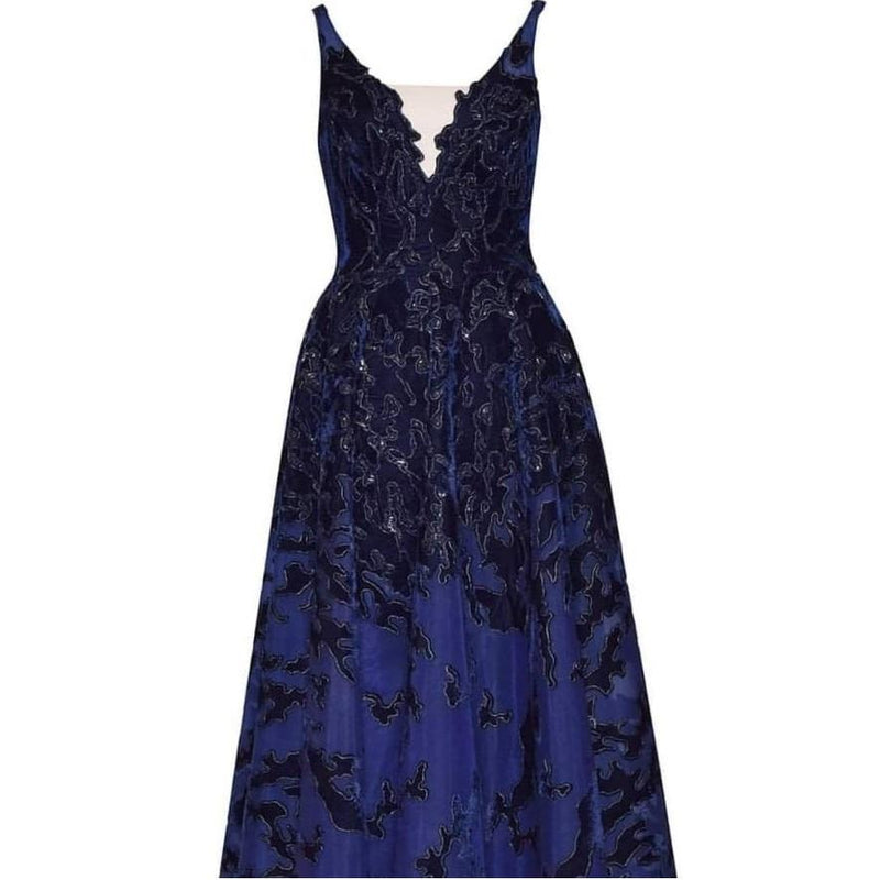 Laser Cut Velvet Knitted Embroidered Long Dress | Burç Fabric